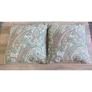 Set Of 2‎ Ralph Lauren Indoor/Outdoor Throw Pillows Paisley 18x18 Vibrant Colors